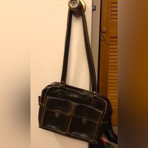 NWOT Distressed small brown leather handbag